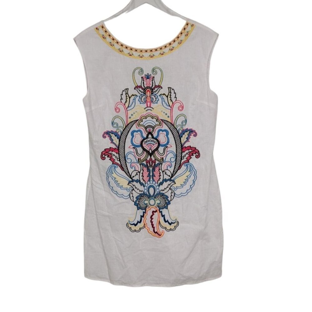 Flying Tomato Embroidered Dress Womens Size Large White Boho Sleeveless Shift